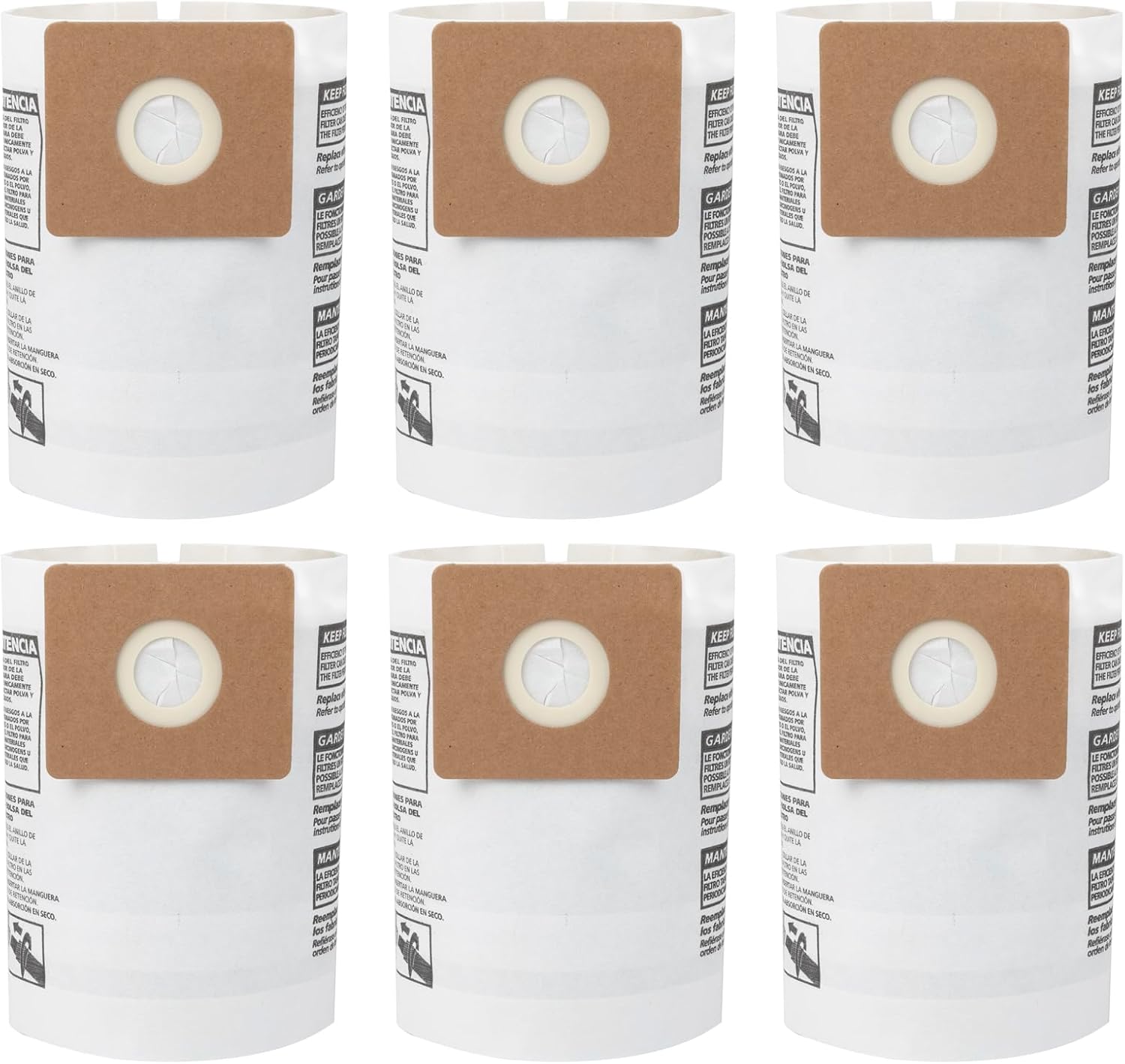 6 Pack 90668 Type B Filter Bags for Shop Vac 2-2.5 Gallon Wet/Dry Vacuum, Type B 90668 9066800/549712 9066833, All Around EZ QAM70 and CMXZVBE38774, 90668 2-2.5 Gallon Disposible Filter Bags