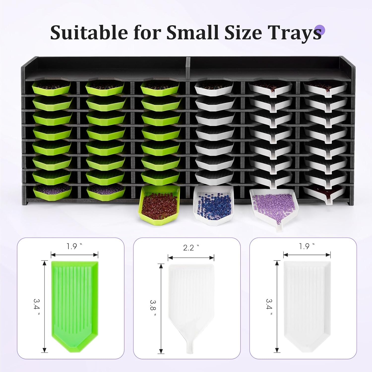 48 Grids Diamond Painting Tray Storage Holder Drill Pen & Multi-Boat Tray Organizer Rack Art Diamond Painting Accessories Kits, for Small Size Trays, Black