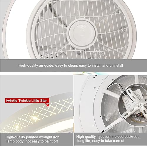 Miniatura 7 de Lámpara de ventilador de control remoto, luz de techo con ventilador de 3 velocidades, lámpara de ventilador de rejilla de atenuación continua para