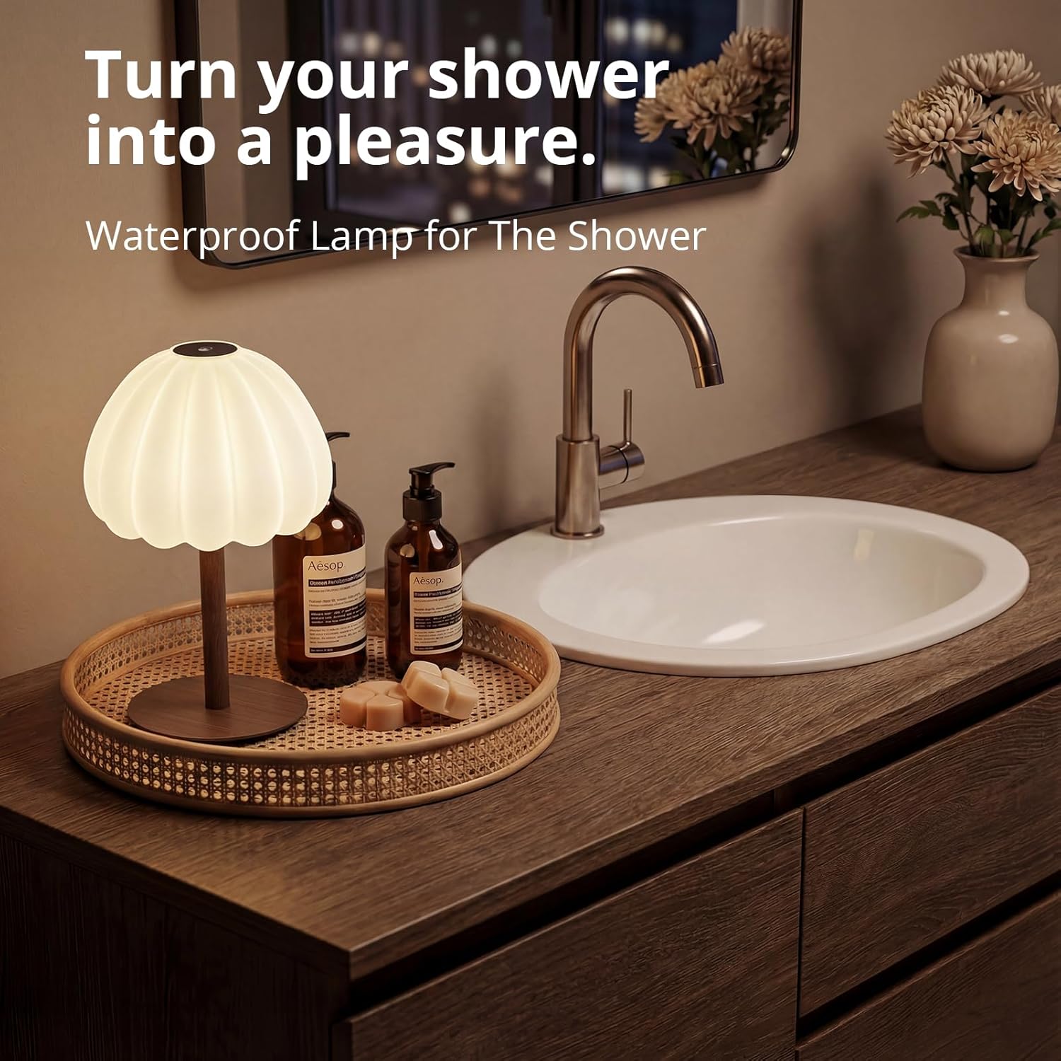 Hifree Rechargeable Waterproof Shower Lamp, IP65 Cordless Touch Dimmable Small Light for Inside Shower, 4500mAh Battery Operated Color Changing Water Proof Table Lamp for Bathroom, Bedroom, Outdoor - Image 2