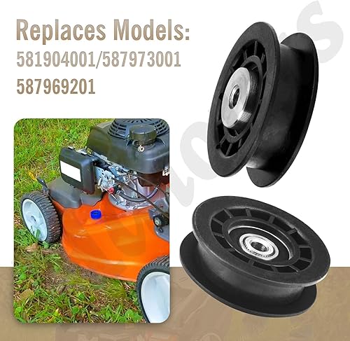 Vista 7 de 587973001 587969201 Conjunto de polea tensora compatible con cortacésped Husqvarna Craftsman Walk-Behind, para cortacésped cubiertas polea loca