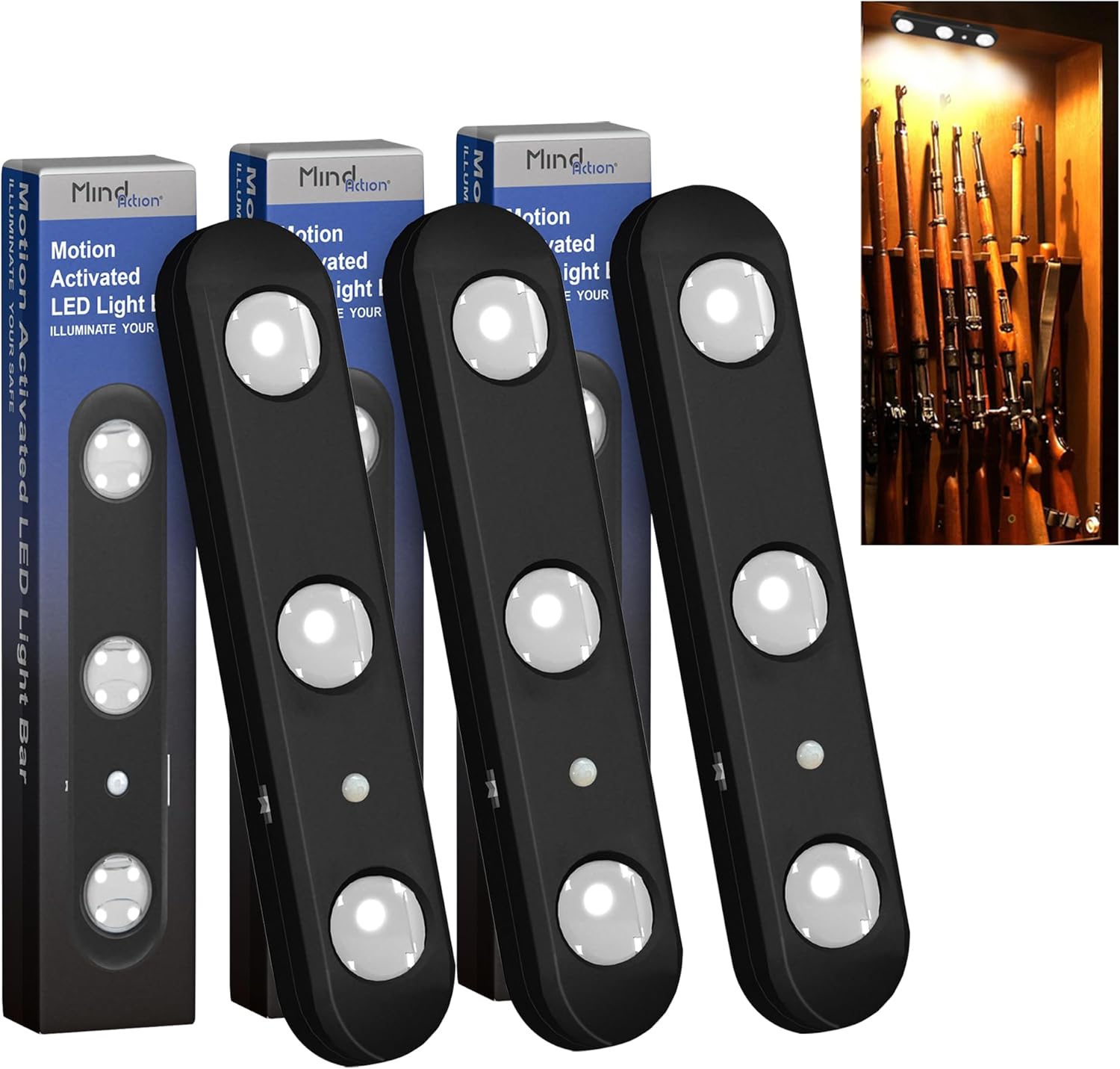 MIND&ACTION Gun Safe Lights,Motion Activated LED Light for Gun Safe Gun