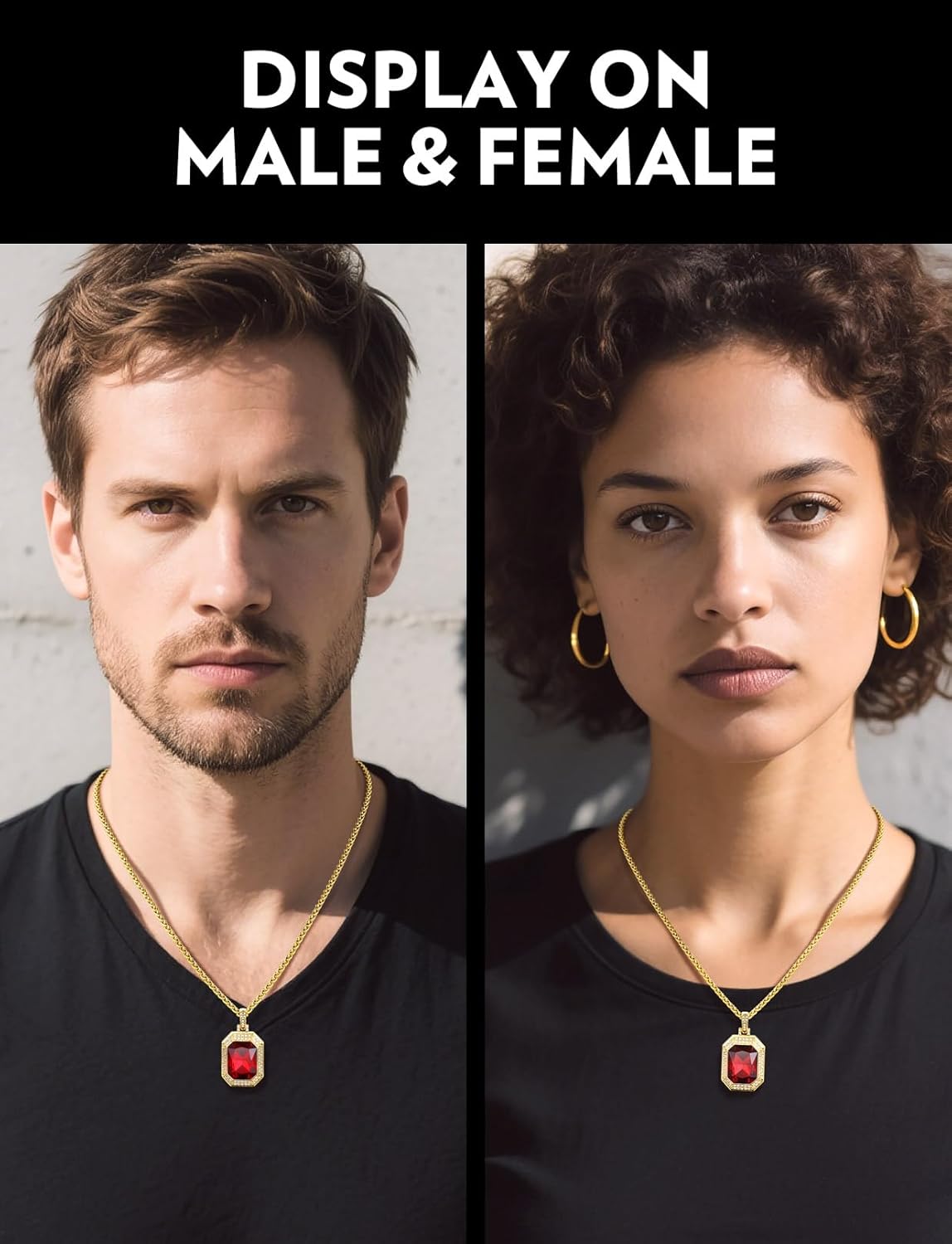 Bandmax Gothic Stone Pendant Necklaces for Men Women Stainless Steel Dragon Claw Ruby/Blue Topaz/Emerald/Black Onyx Gemstone Pendant Goth Punk Designer Necklace Halloween Jewelry