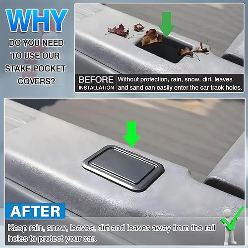 Miniatura 4 de Shademax Ajuste personalizado para fundas de bolsillo de estaca 2019, 2020, 2021, 2022 2023 Dodge Ram 1500 tapones de orificio de riel de caja de