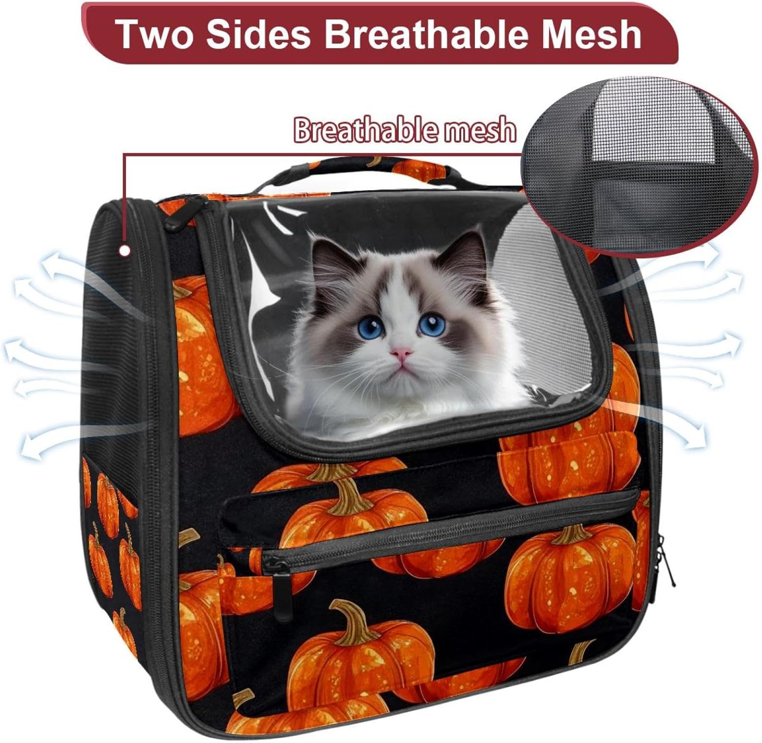 Helloween Pumkins 2_116 Traveler Backpack Pet Carriers for Cats and Dogs