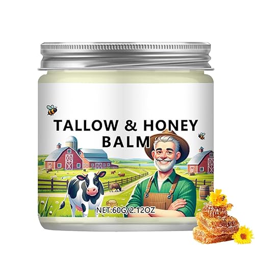 Bálsamo de miel de sargo de ternera para piel, sebo y bálsamo de miel, sarga de res para la cara hecho con sarga de res alimentada con pasto y miel