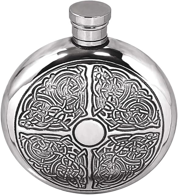 English Pewter Company 6 oz Round Celtic Flask [CEL176]