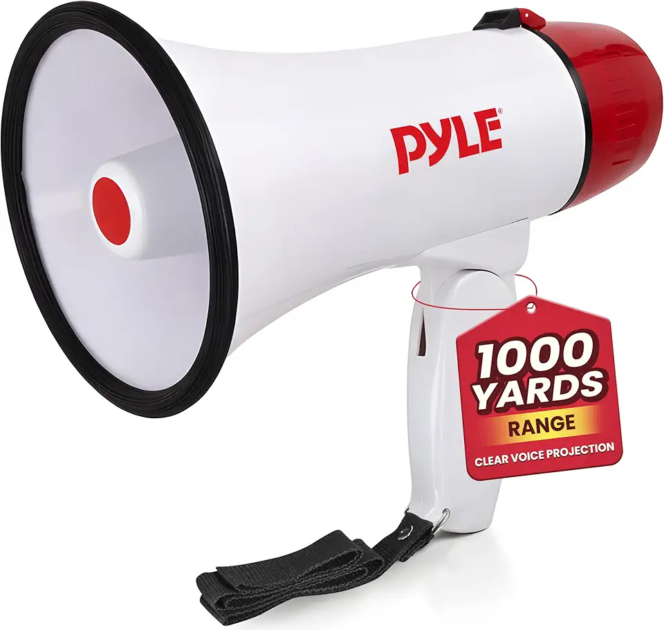 Pyle Alto-falante Megaphone PA Bullhorn – 20 watts, controle de vol ajustável com sirene integrada e alcance de 800 metros – PMP20