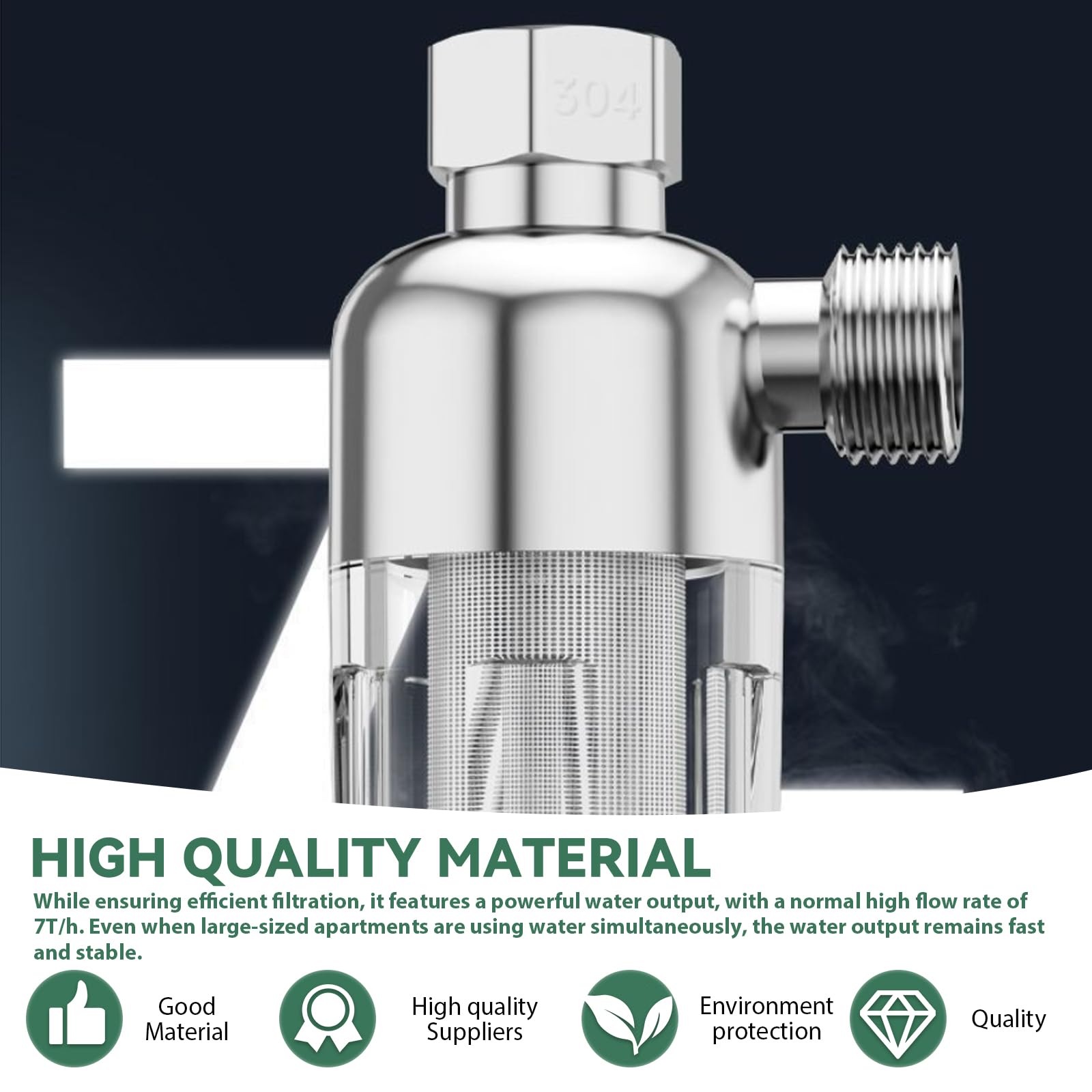 3 filtri dell'acqua per doccia, prefiltro per sistema idrico, 1/2 pollici, filtro anticalcare in acciaio inox da 40 μm, filtra efficacemente le impurità per toilette/lavatrice/rubinetto