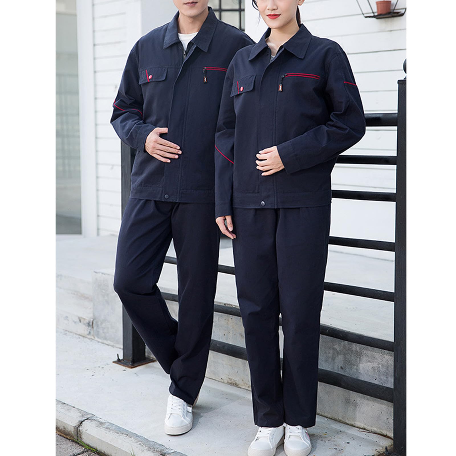 Unisexe À Manches Longues Travail Coverall Workwear Hommes De Salopette Top & Pantalons Ensemble Coton Uniformes