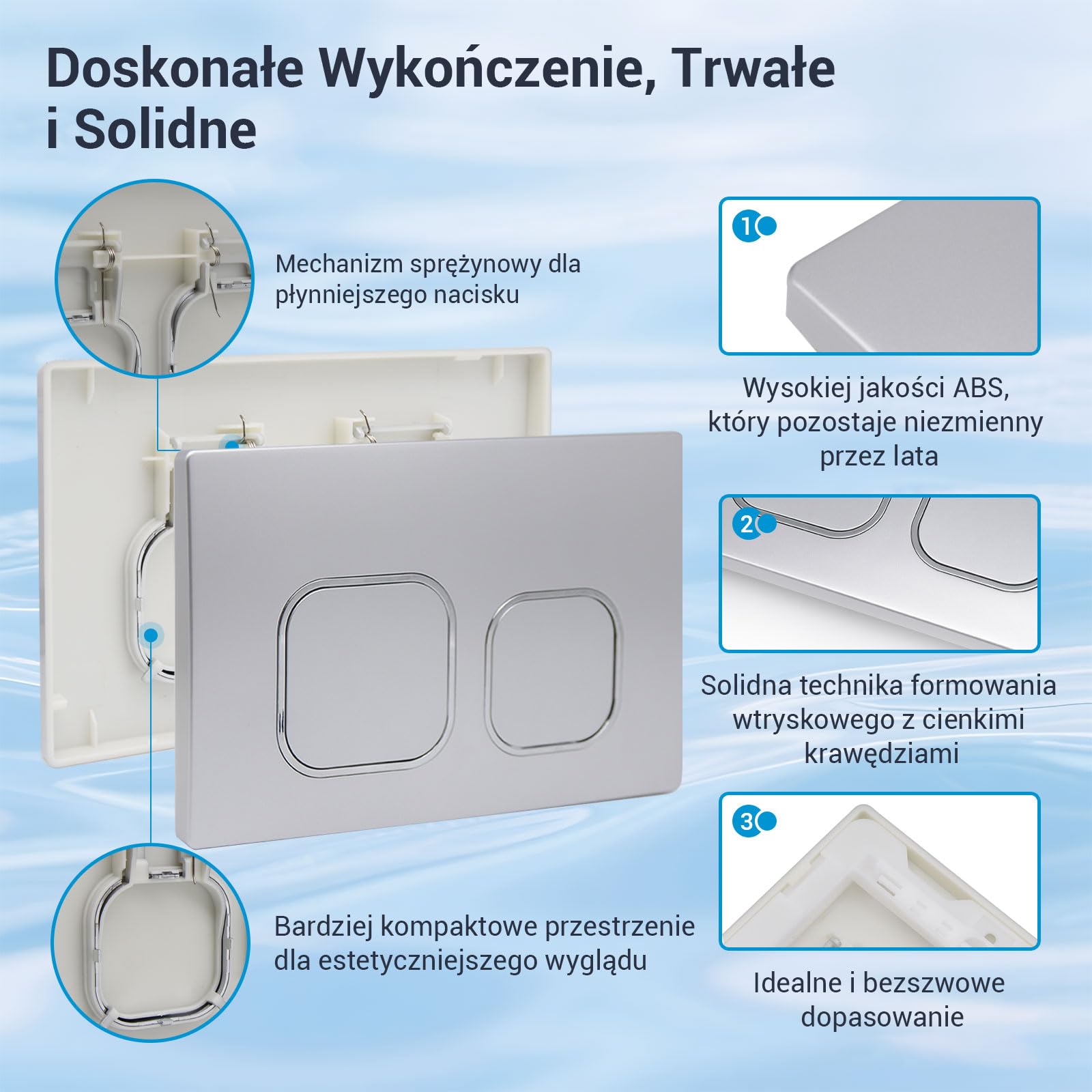 WC Przyciskowa płyta, kompatybilna z seriami Geberit Sigma, UP300 i UP320, z podwójnym spuszczaniem, wyposażona w zestaw klapy spuszczającej i ramę montażową