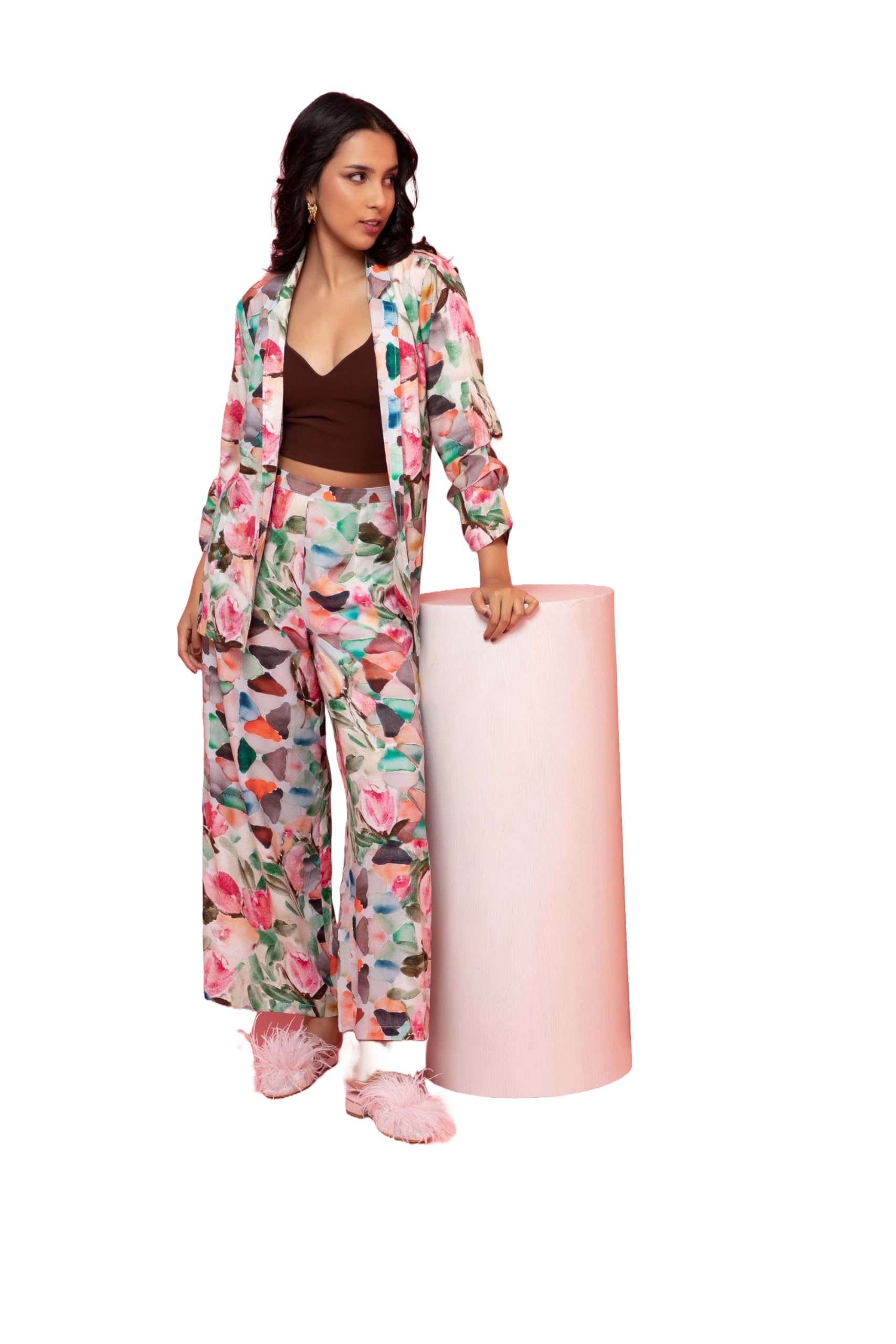 rhe-ana Petal Blazer & Wide Leg Pants Co-ord Set. Pink-picture-10