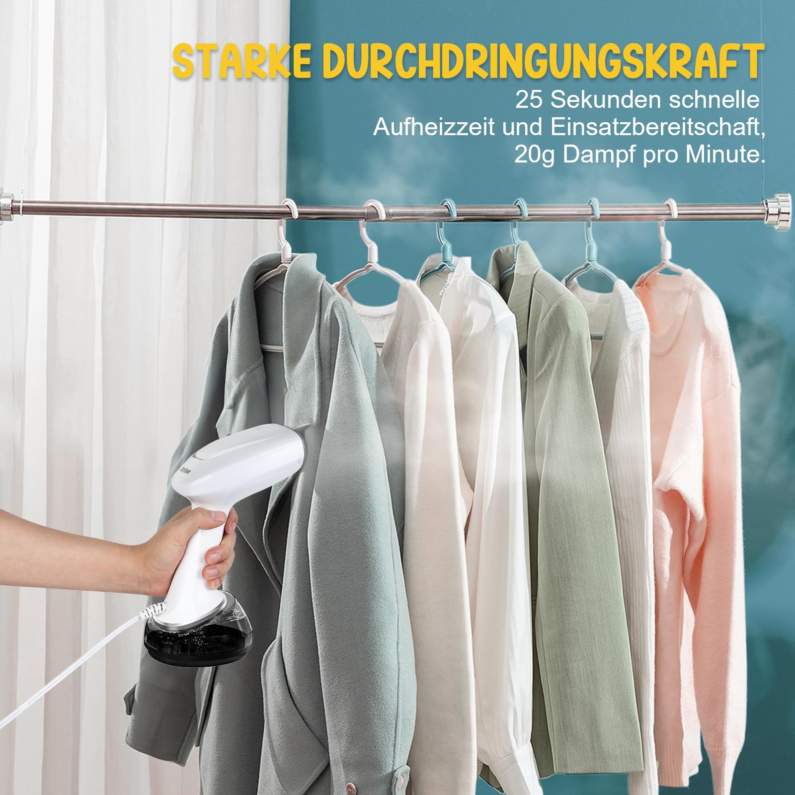 Rolipo Reisebügeleisen 1700W, Steamer Dampfglätter mit 360ml Wassertank, Kompakt für Kleidung, Ideal für Zuhause, Büro, Reise