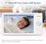 Moniteur vidéo pour bébé VTech 2 caméras 1080p Smart WiFi avec accès à distance, panoramique et inclinaison à 360 degrés, écran haute définition de 7” 720p, veilleuse, RM7766-2HD
