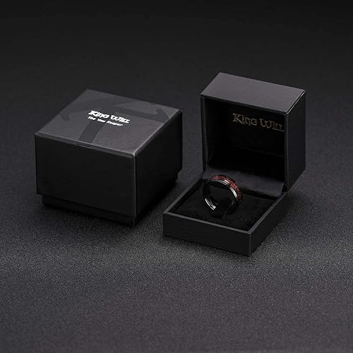 Miniatura 6 de King Will DRAGON - Anillo de carburo de tungsteno para hombre, 0.315 in, plateado, azul, negro, dragón celta, alianza de boda, acabado pulido