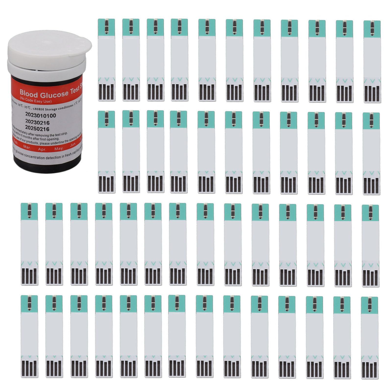 Fdit50 Count Glucose Test Strips, Accurate PET Sugar Test Strips Glucose Test Strips for Diabetic Sugar Testing