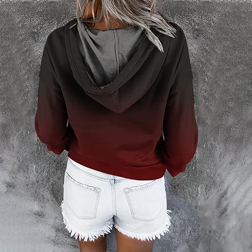 Miniatura 9 de Womens Hooded Sweatshirts Button Collar Hoodies Pullover Drawstring Long Sleeve Shirts Tops Cute Teen Girls Clothes