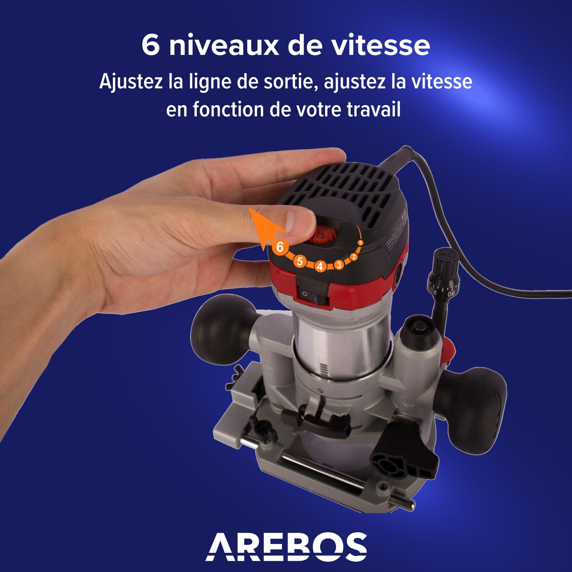 Arebos Défonceuse électrique | Machine à Fraiser | 710W | Sac à outils | avec accessoires de fraisage | Fraiseuse à bois | Fraiseuses à lamelles | Routeur à bois
