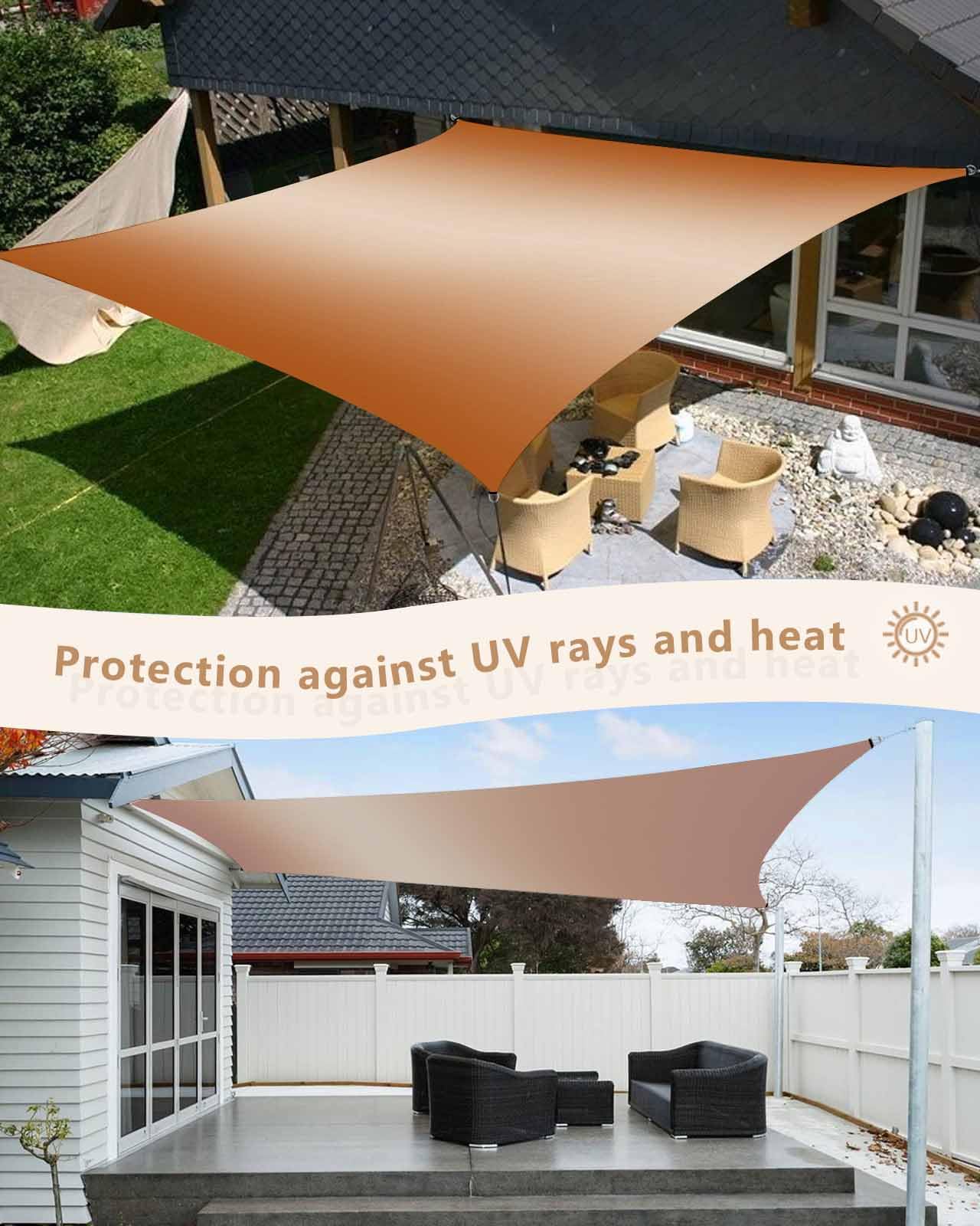 Sun Shade Sails Canopy 8'x10', Burnt Orange Gradient UV Protection Outdoor Shade Canopy, Rust Resistant Tear Patio Sail Shade for Sunshade Outdoor Patio Backyard Garden