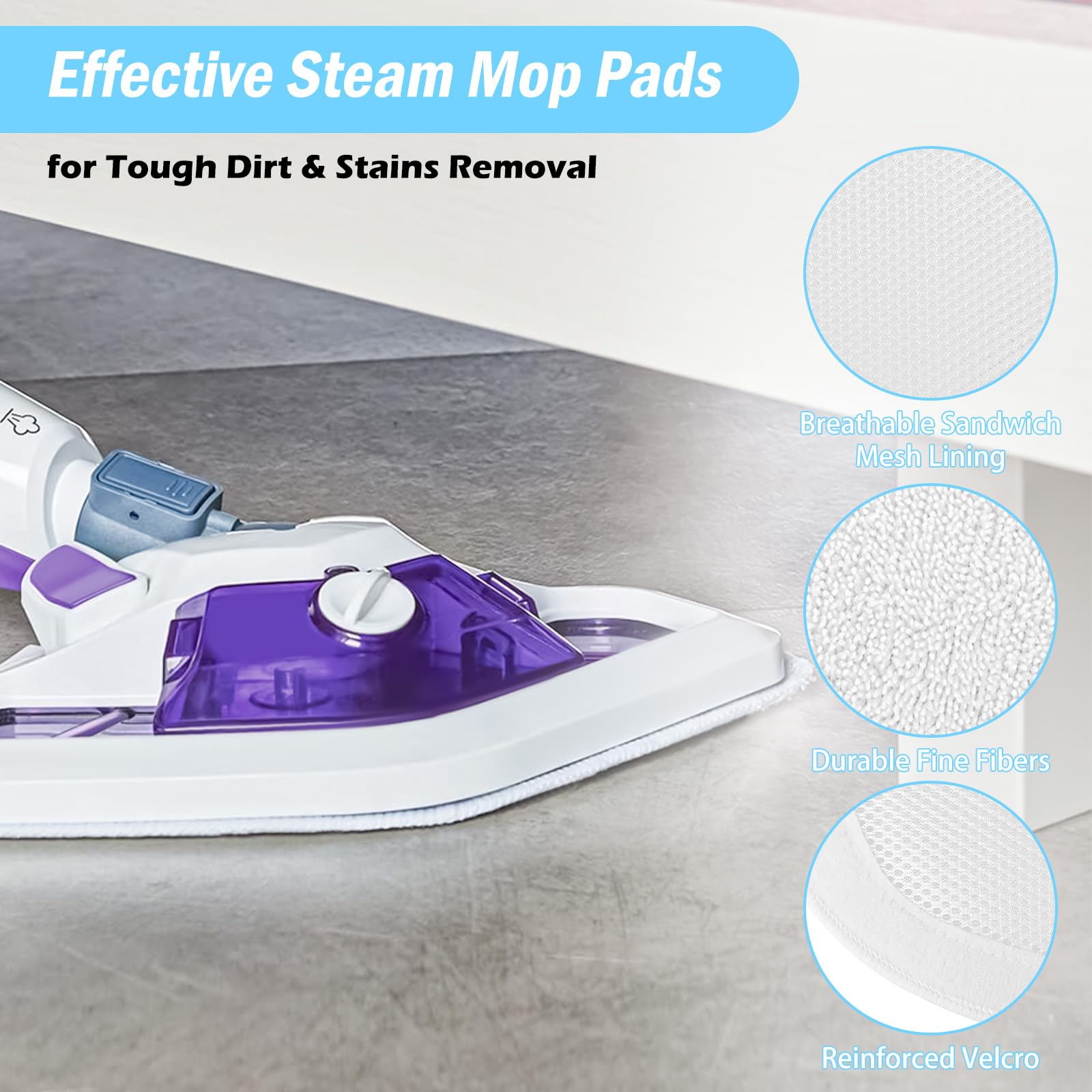 Kit De 6 Serpillières Microfibre Lavables - Compatible Polti Vaporetto - Taille 33x18 Cm - Pour Sols Durs (carrelage, Parquet, Etc.)
