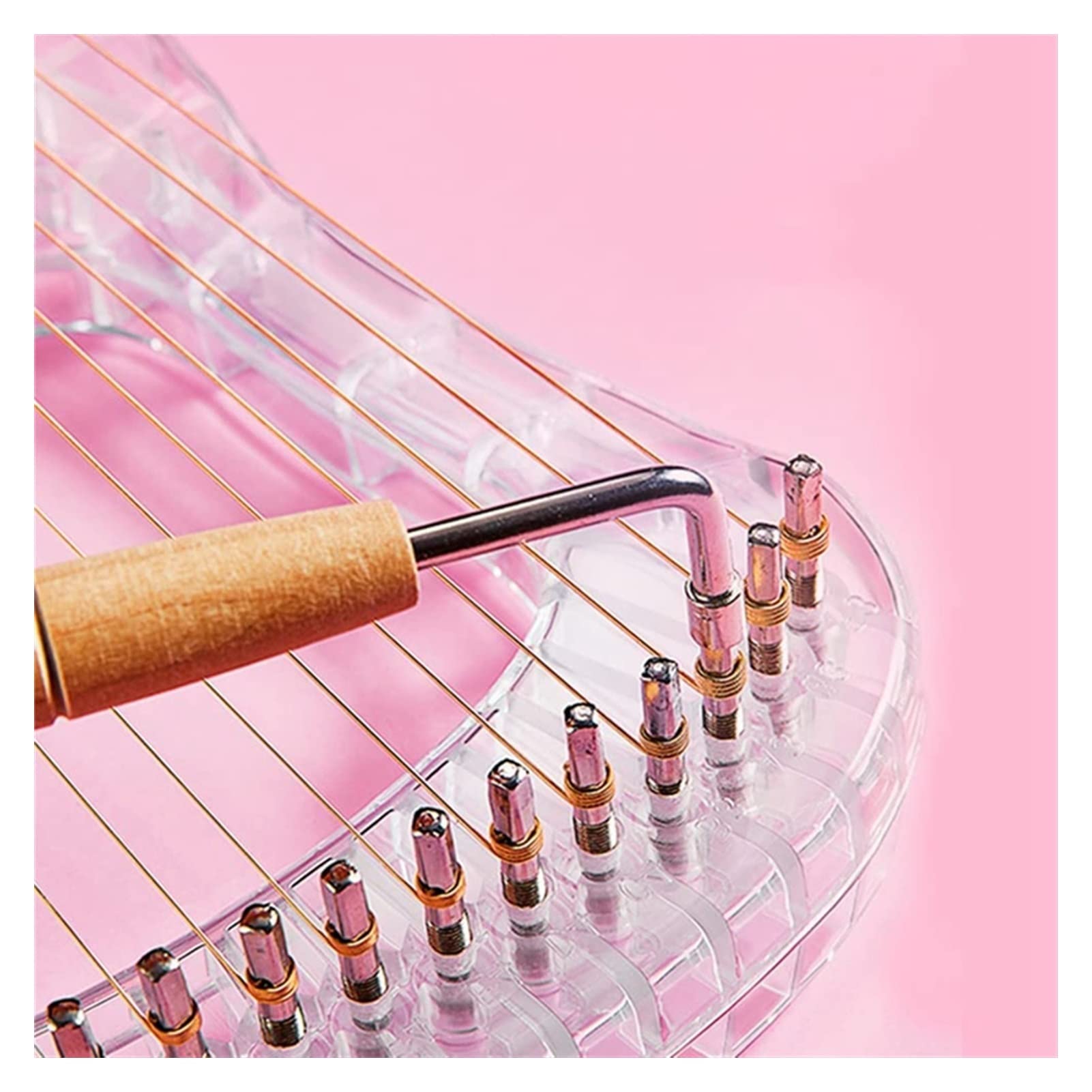 FLFL Tragbare Harfe 21 String Lyre Harp Crystal Transparent Lyre Harp Instrument Mit Tuning-Schraubenschlüssel Für Anfänger Musikliebhaber Kinder