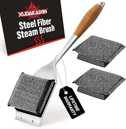 XUDAKAIXIN Bristle-Free Steam Grill Brush – No Bristle Shedding, with