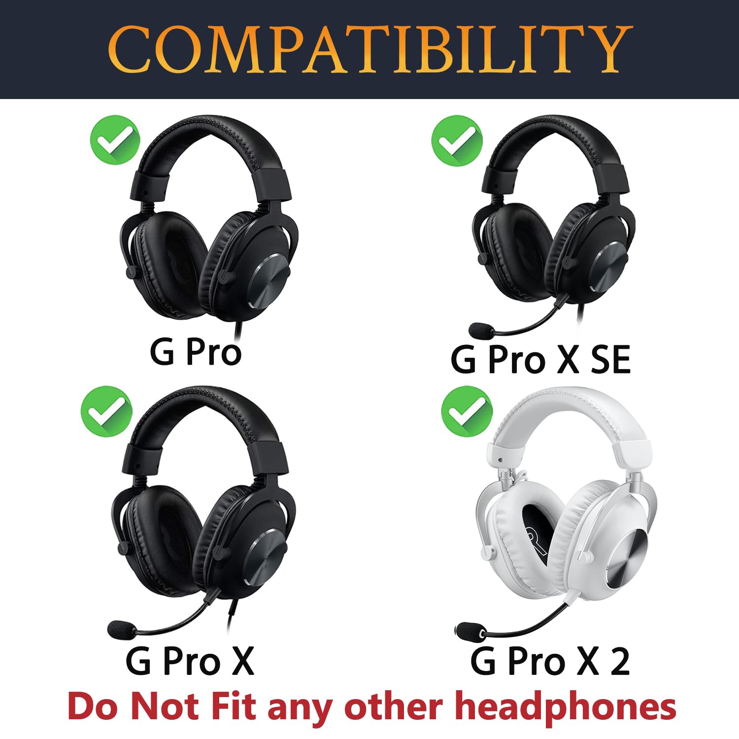 SOULWIT Wymienne nauszniki do Logitech G Pro, G Pro X, G Pro X 2, G Pro X SE słuchawek, poduszki nauszników z miękkiej skóry proteinowej i pianki zapamiętującej kształt o wysokiej gęstości
