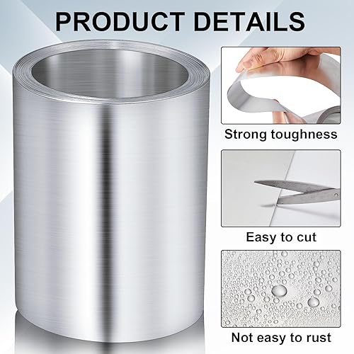 Miniatura 4 de Ripeng Rollo de aluminio intermitente de 50 pies para techo y jardín, para evitar manchas de techos para prevención de musgo y moho (1 rollo, 6 x 50