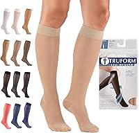 Truform Sheer Compression Stockings 15-20 mmHg Knee High Women's Nude Medium - Relieve Swelling, Varicose Veins, Tired Legs
