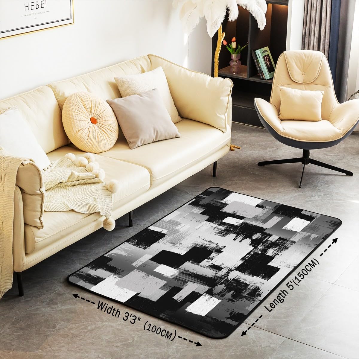 Dywan dla dzieci z abstrakcyjnym obszarem 100 x 150 cm, vintage, niechlujny, rdzy, dywany do salonu, dla chłopców, dziewcząt, nastolatków, sztuka nowoczesna, zestaw dywaników dekoracyjnych,