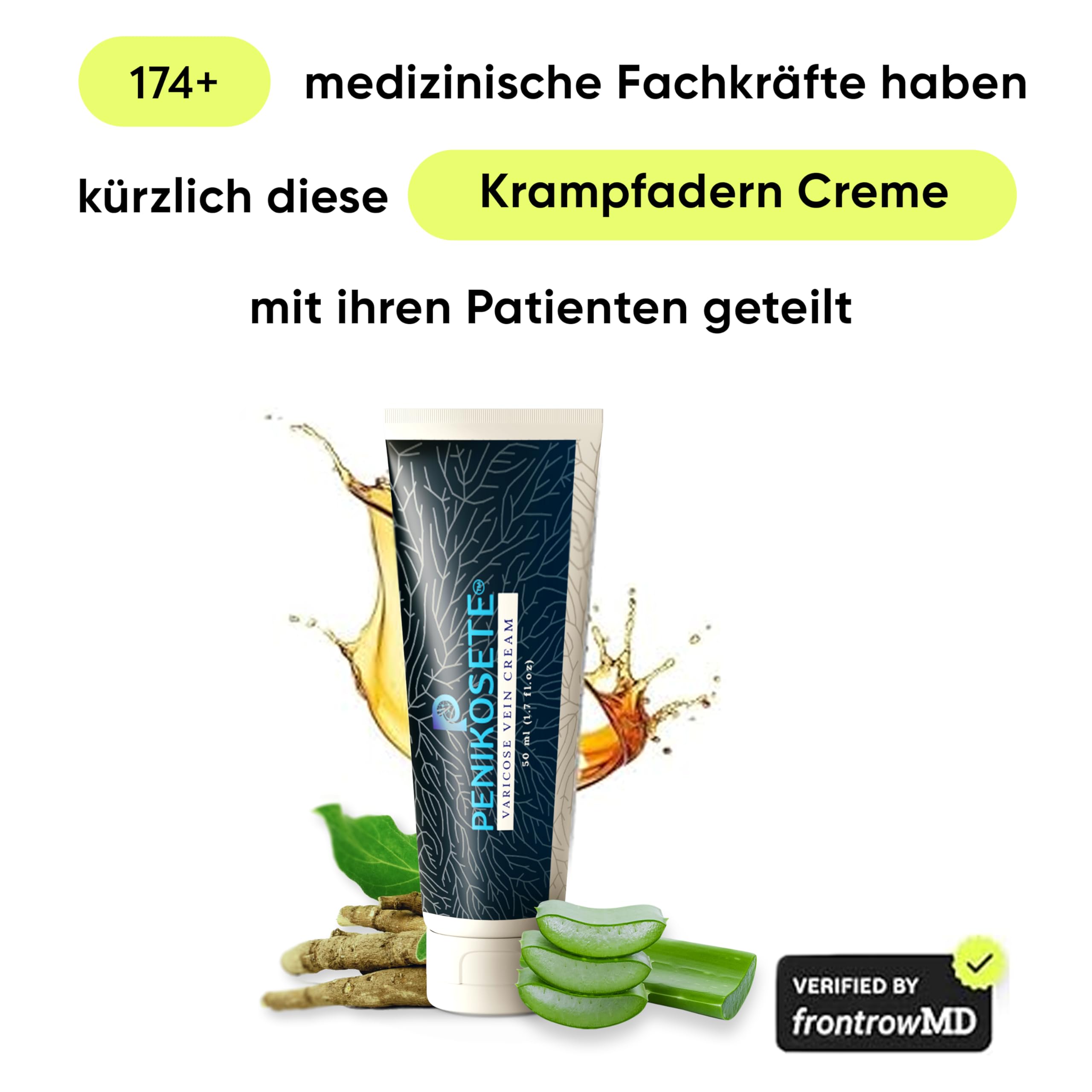 PENIKOSETE Venenpflegecreme | Ayurvedische Formel gegen Besenreiser & Krampfadern | Mit Ashwagandha | Dermatologisch getestet | Nicht klebrig