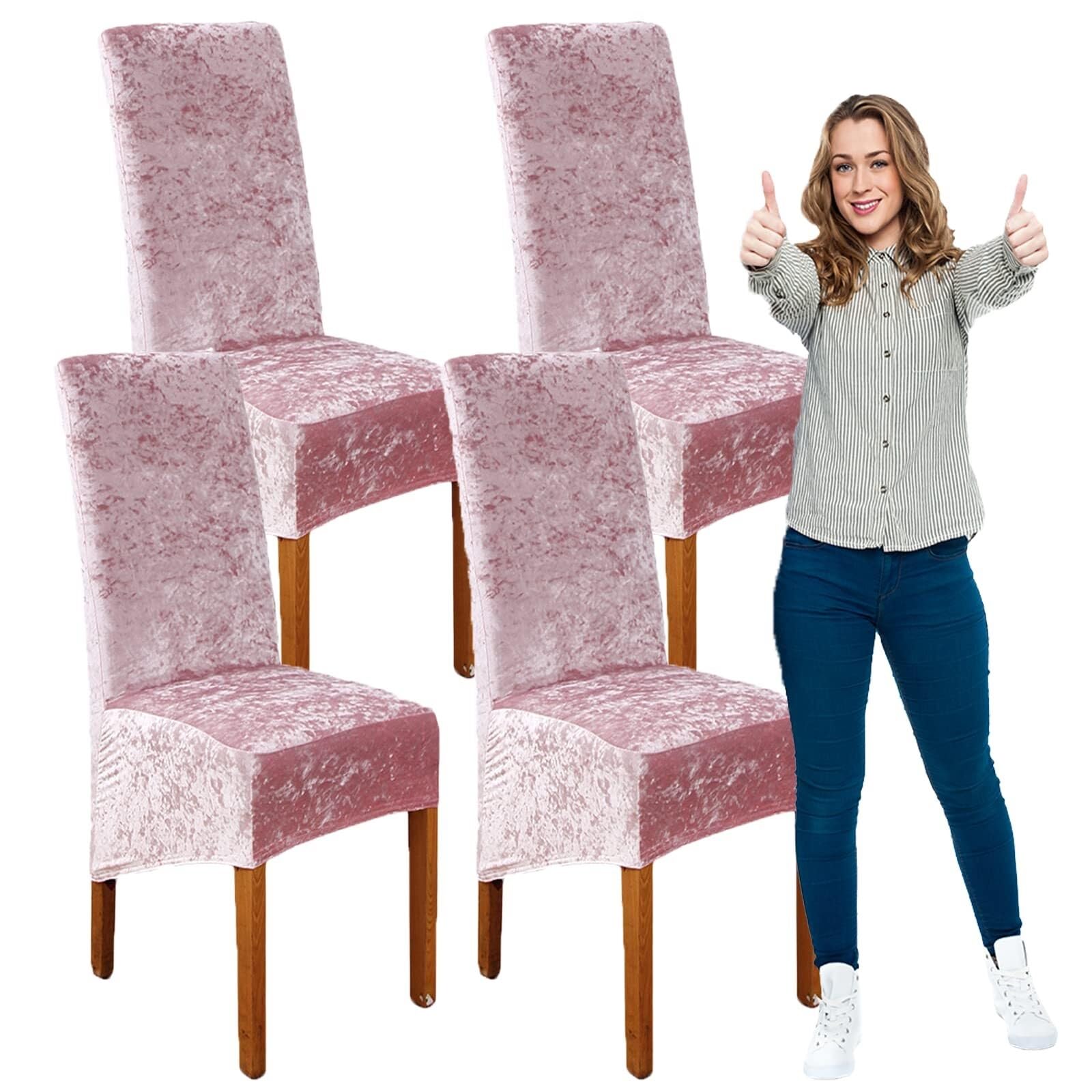 NMVAWIPT Crushed Velvet XL Dining Chair Covers, Elastic Stretch Protective Slipcovers, Ideal For Hotel, Wedding Banquet, Party(20#,4pcs)