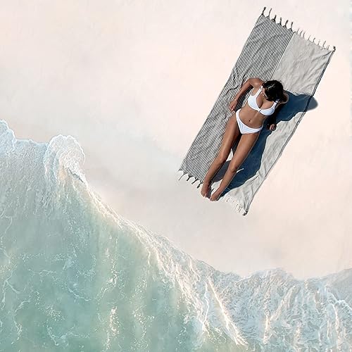 Miniatura 4 de Tru Turkish Toalla de playa y baño 100% algodón de alta calidad, cómoda toalla turca Peshtemal hecha a mano para el máximo lujo y estilo, perfecta