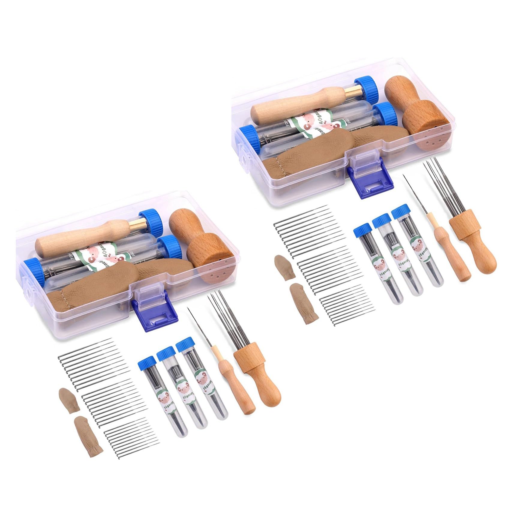 Hndhbfgrt 2X Wool Felting Needle Tools, Wool Felting Tool Kit with 3 Sizes Felting Needles and 1/8 Needle Wooden Handle for Needle