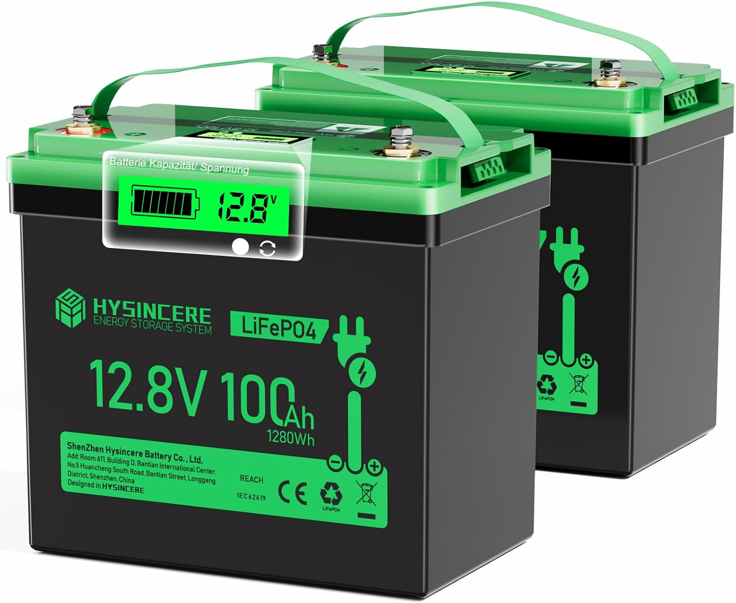 12V 100Ah LiFePO4 Lithium Deep Cycle Battery, Built-in 100A BMS, 10-Year Lifespan Perfect for Trolling Motor, RV, Solar Home, Off-Grid-2 Packs