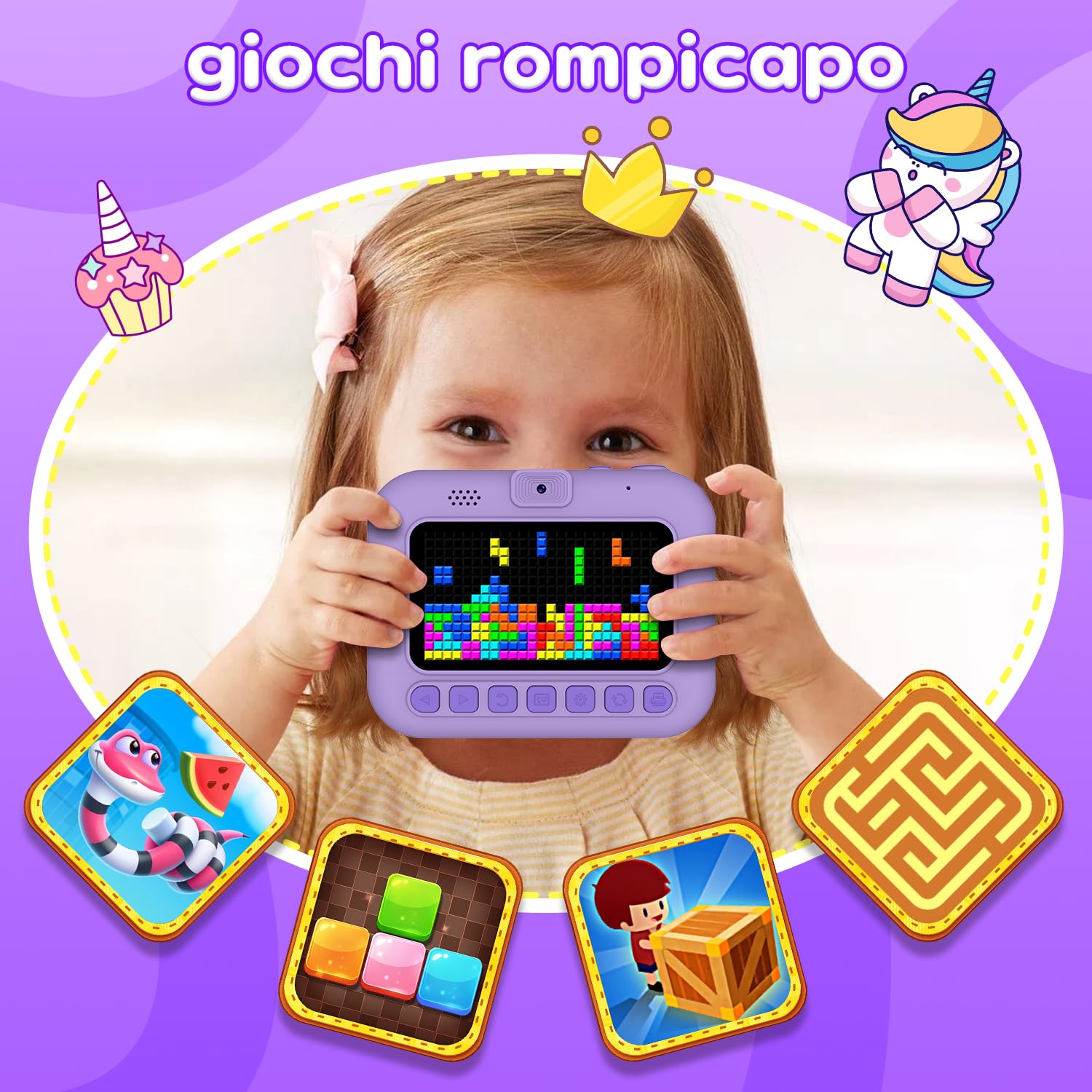 Macchina Fotografica Bambini Istantanea,3.0''Schermo HD 48MP Fotocamera Digitale Bambini con Scheda da 32 GB e 5 Rotoli di Carta da Stampa, Giocattolo Regalo Natale Bambino e Bambina 3-12 Anni（Purple）