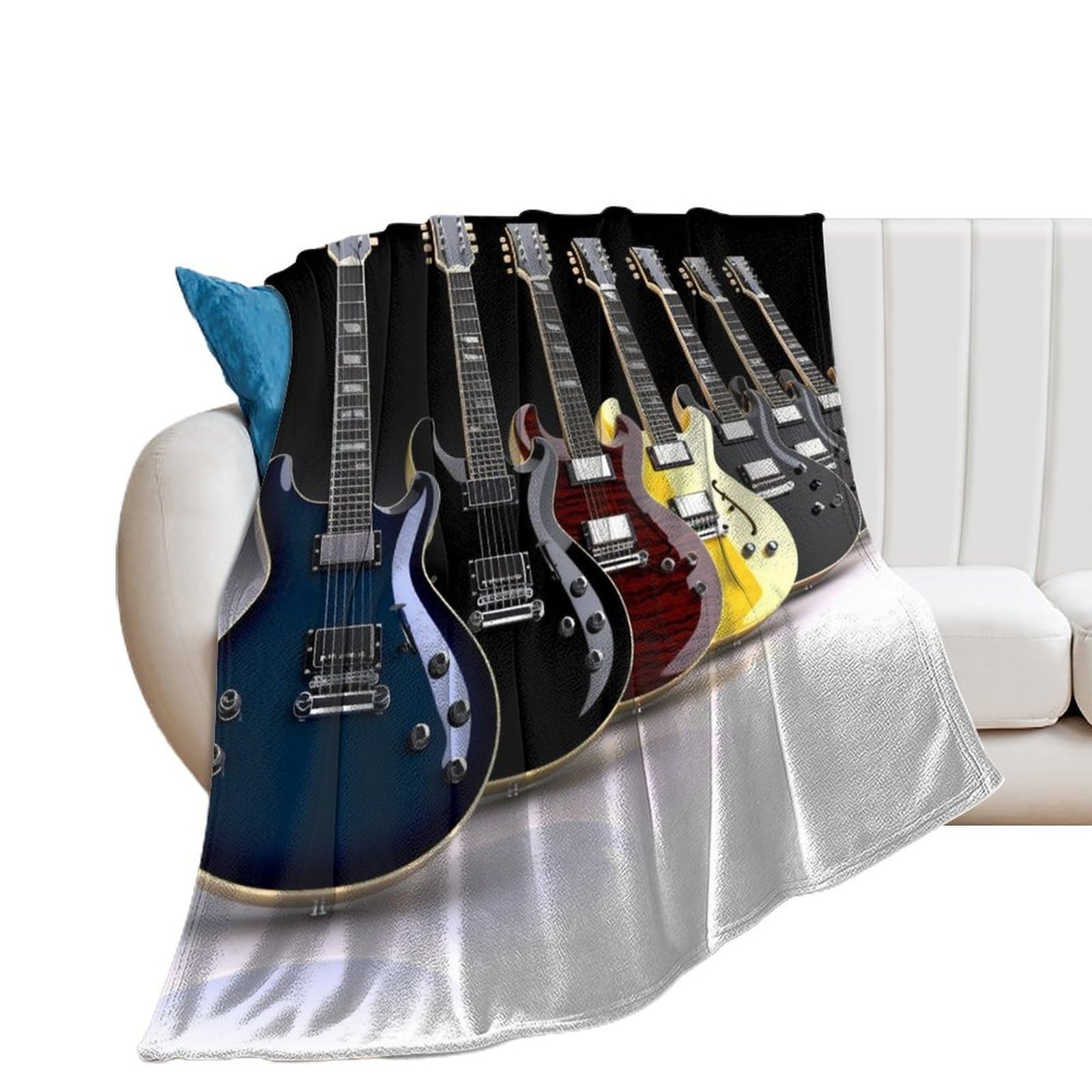 Couverture flanelle guitare électrique plaid canapé lit 150x200