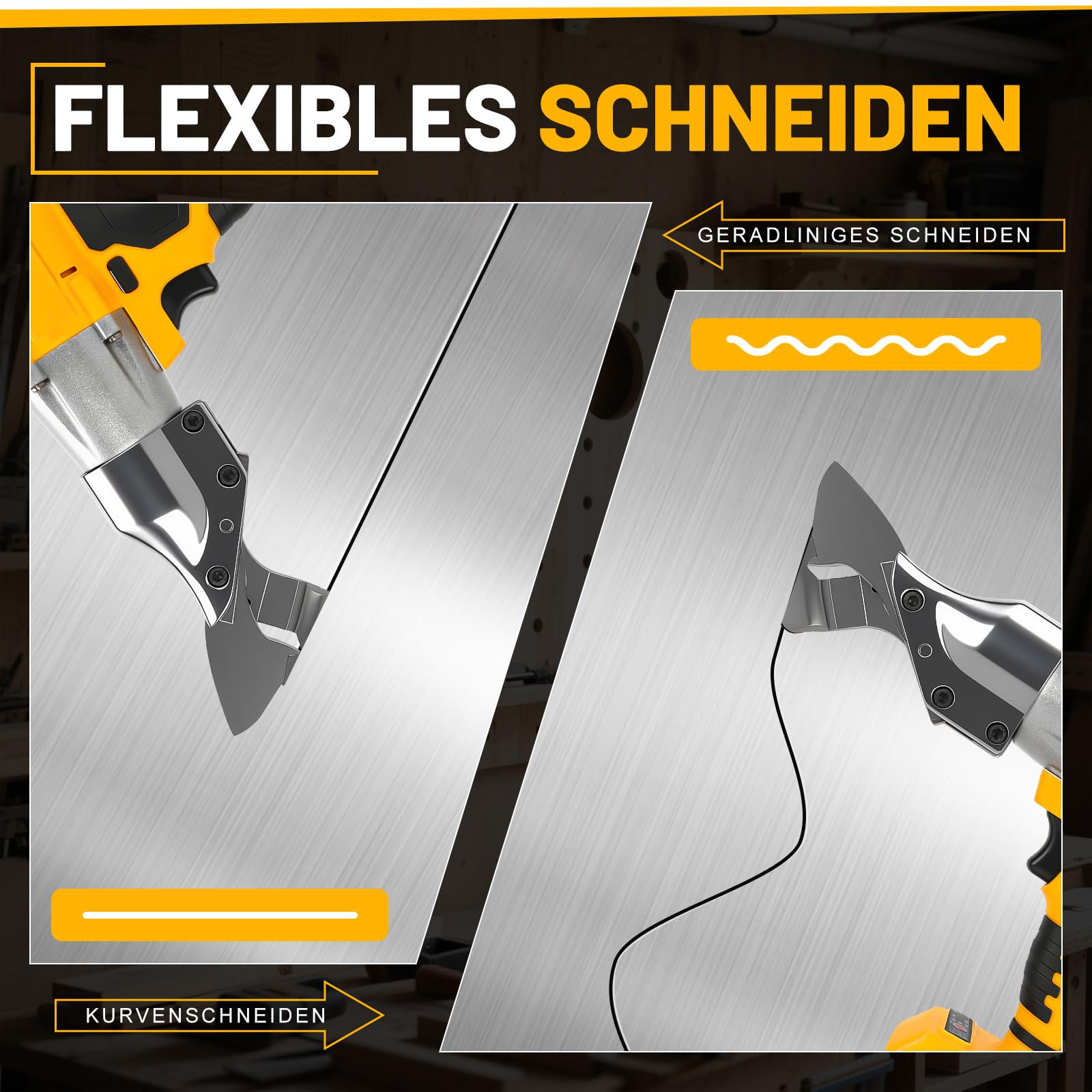 Cesoie per Lamiera senza fili compatibili con Dewalt 18 V 20 V batteria, testa rotante a 360 gradi max. 2 mm, Forbici Elettriche senza spazzole per lamiere, PVC (senza batteria)