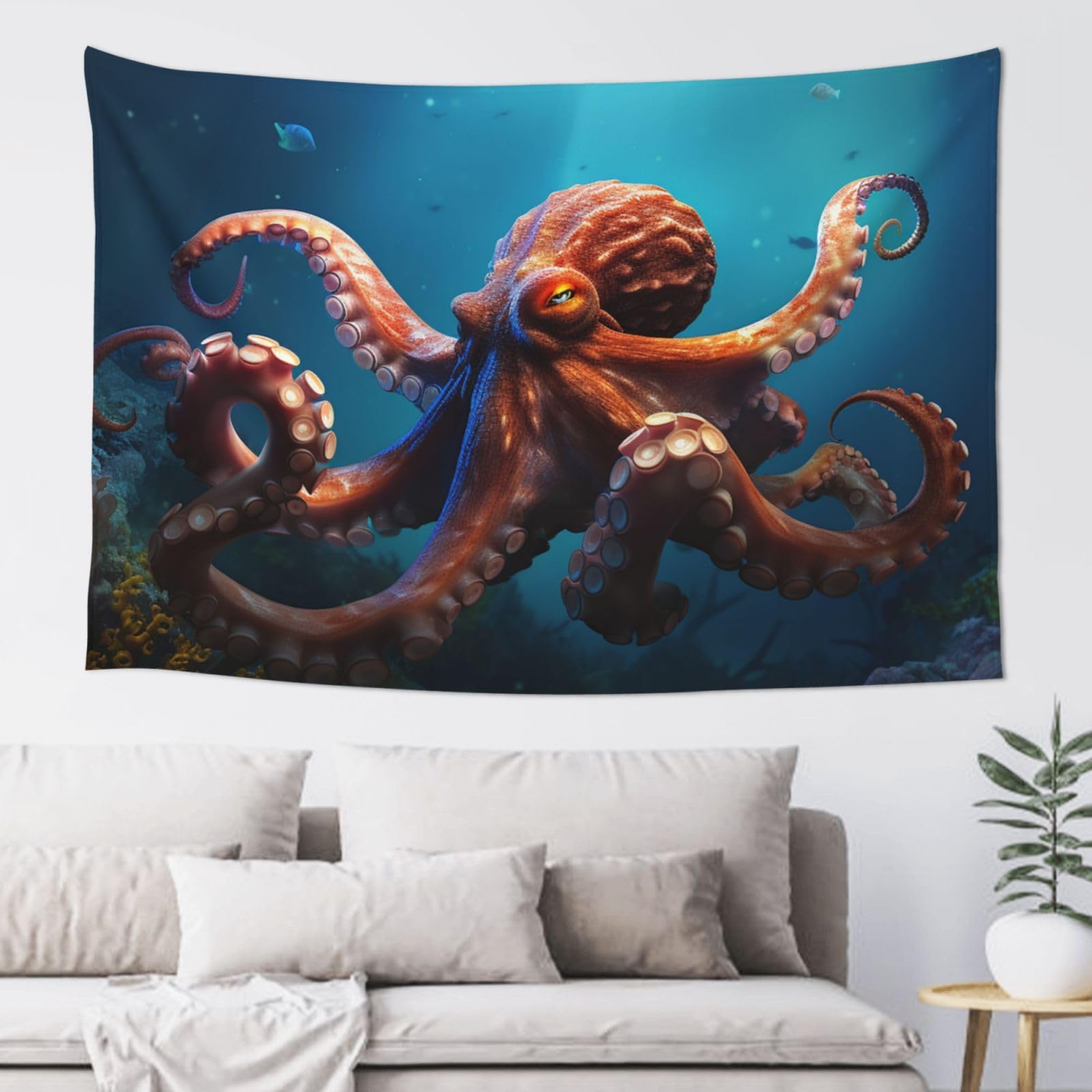 Fodpand Black Ocean Animal Octopus Tapestry Dorm Decor, Wall Backdrop Aesthetic Tapestries Hanging Banner For Bedroom, Modern Wall Art Poster Blanket, Home Decor Wall Tapestry 60"X40"
