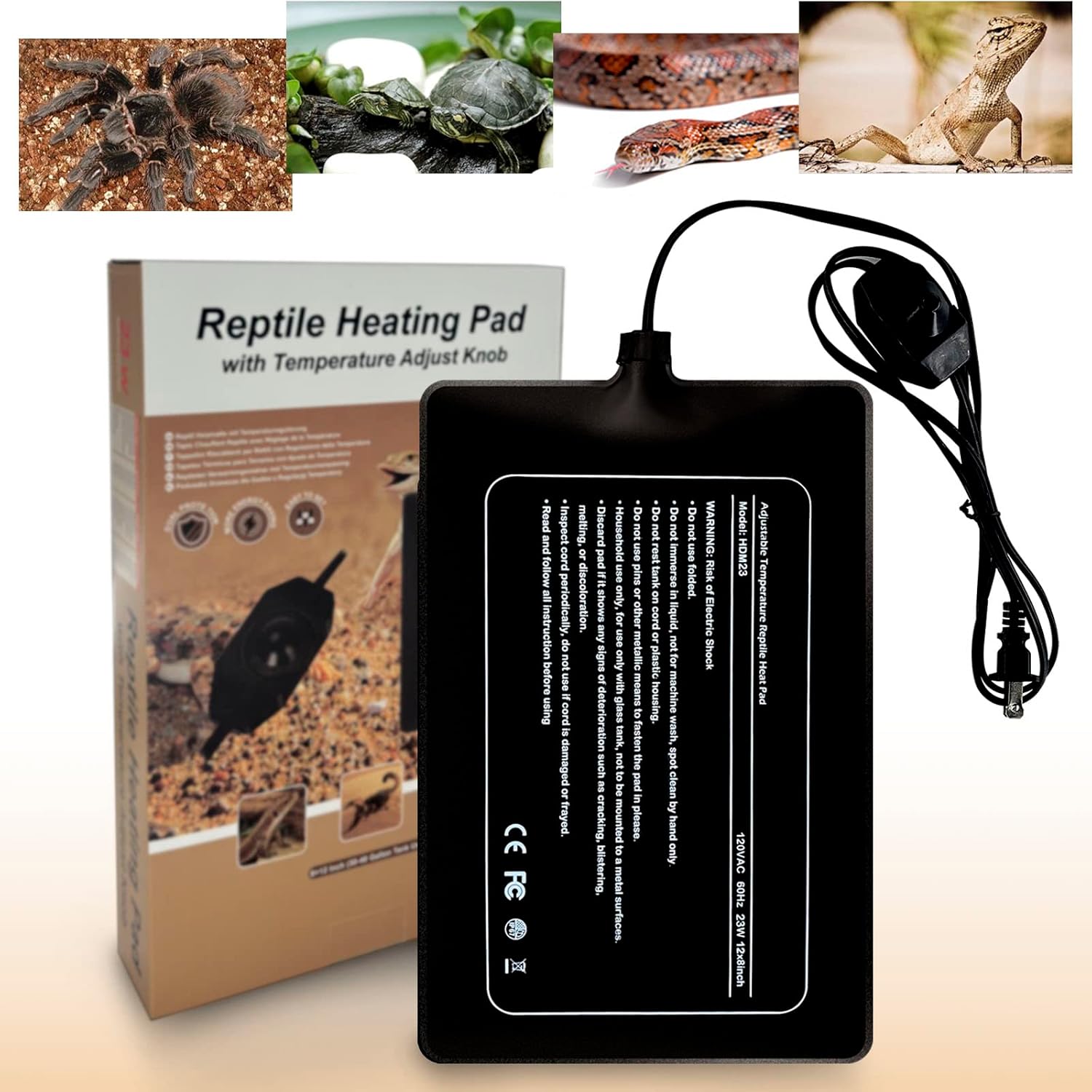 Reptile Heating Pad with Temperature Adjustment, FIPASEN