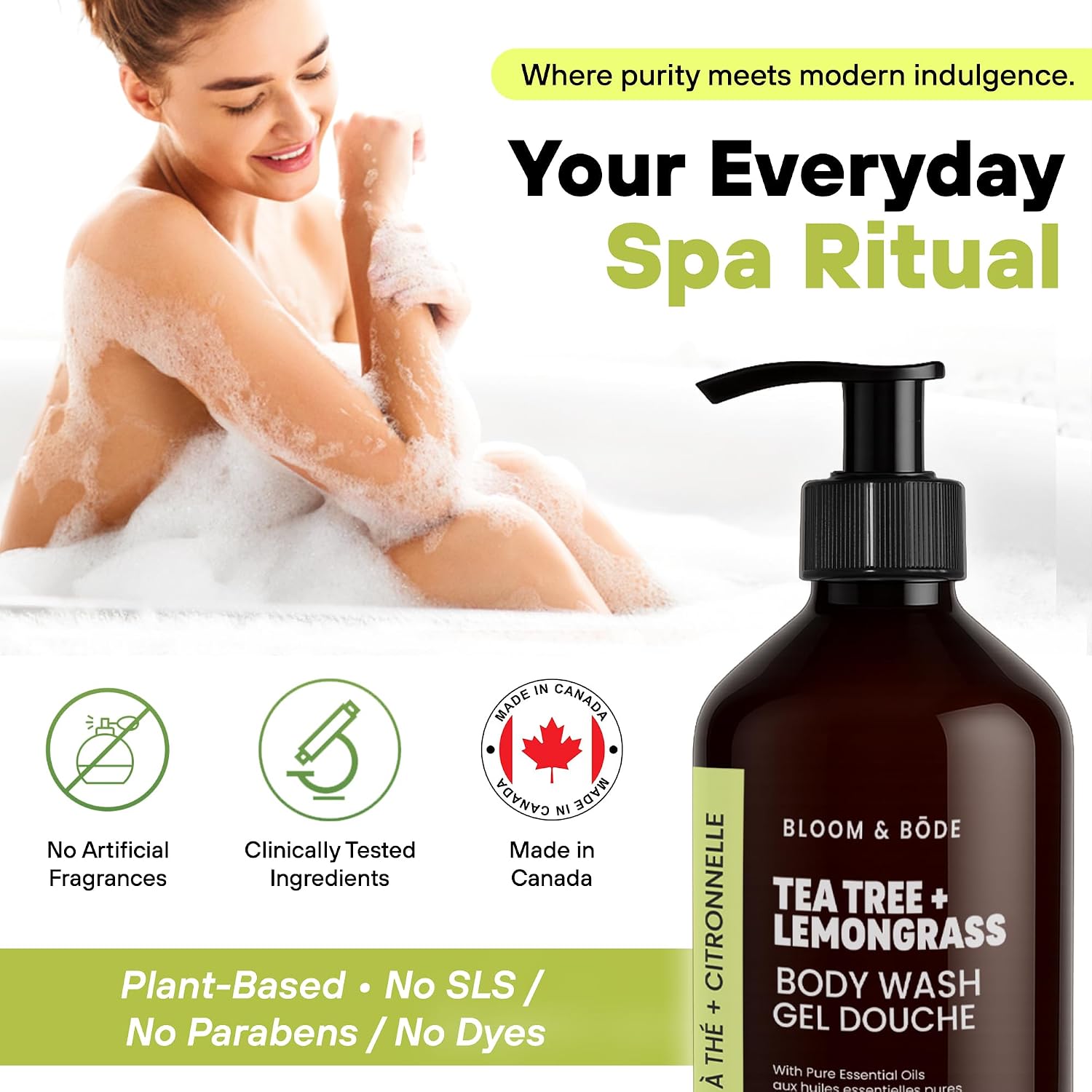 Bloom & Bōde Tea Tree + Lemongrass Bodywash Gel With Pure Essential Oils – Sulfate-Free, Plant-Based & Purifying – Moisturizing Cleanser for All Skin Types – 16.9 fl oz image 4