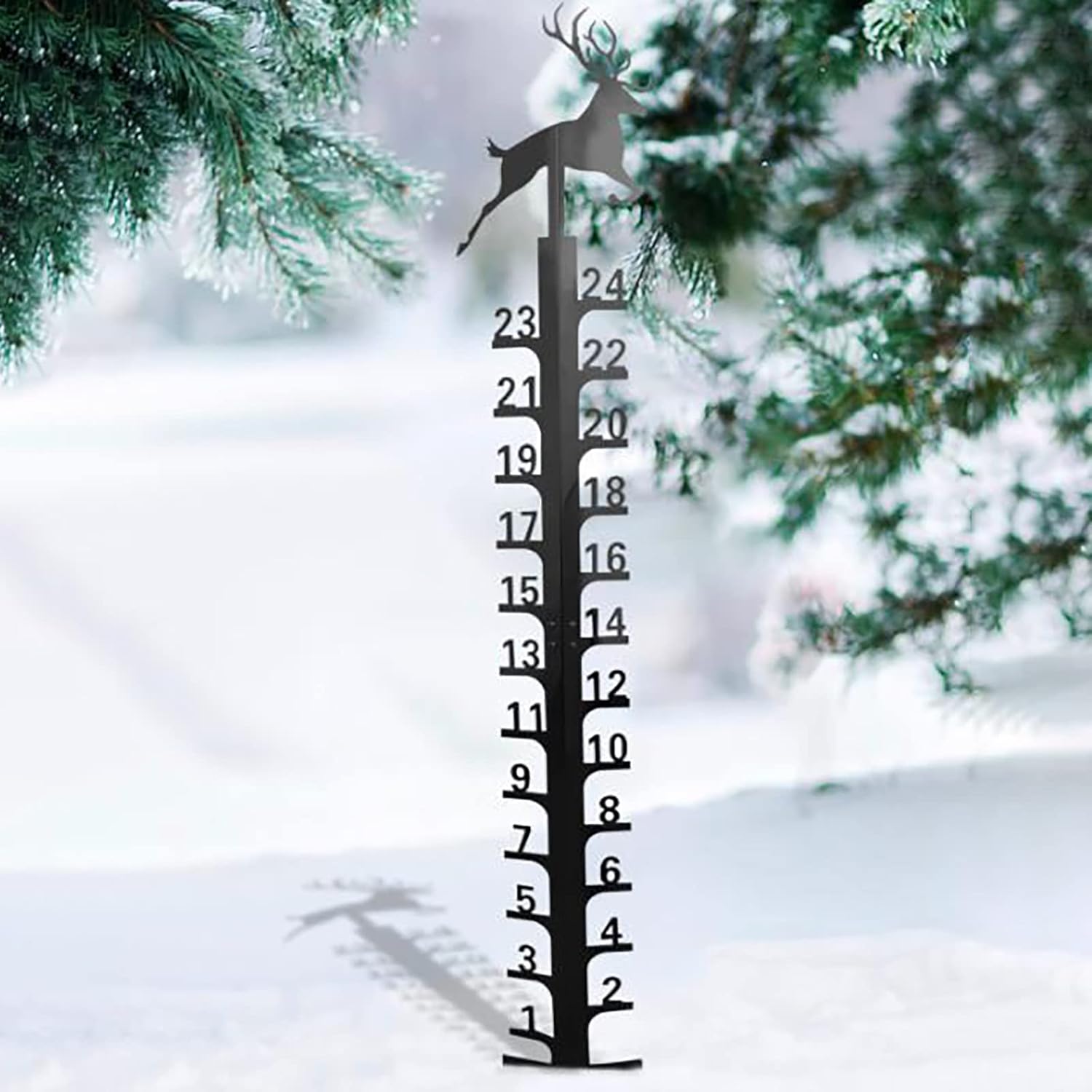 Snow Gauge, Elk Iron Art Snow Gauge 24inch Deer Snow Gauge, Waterproof Outdoor