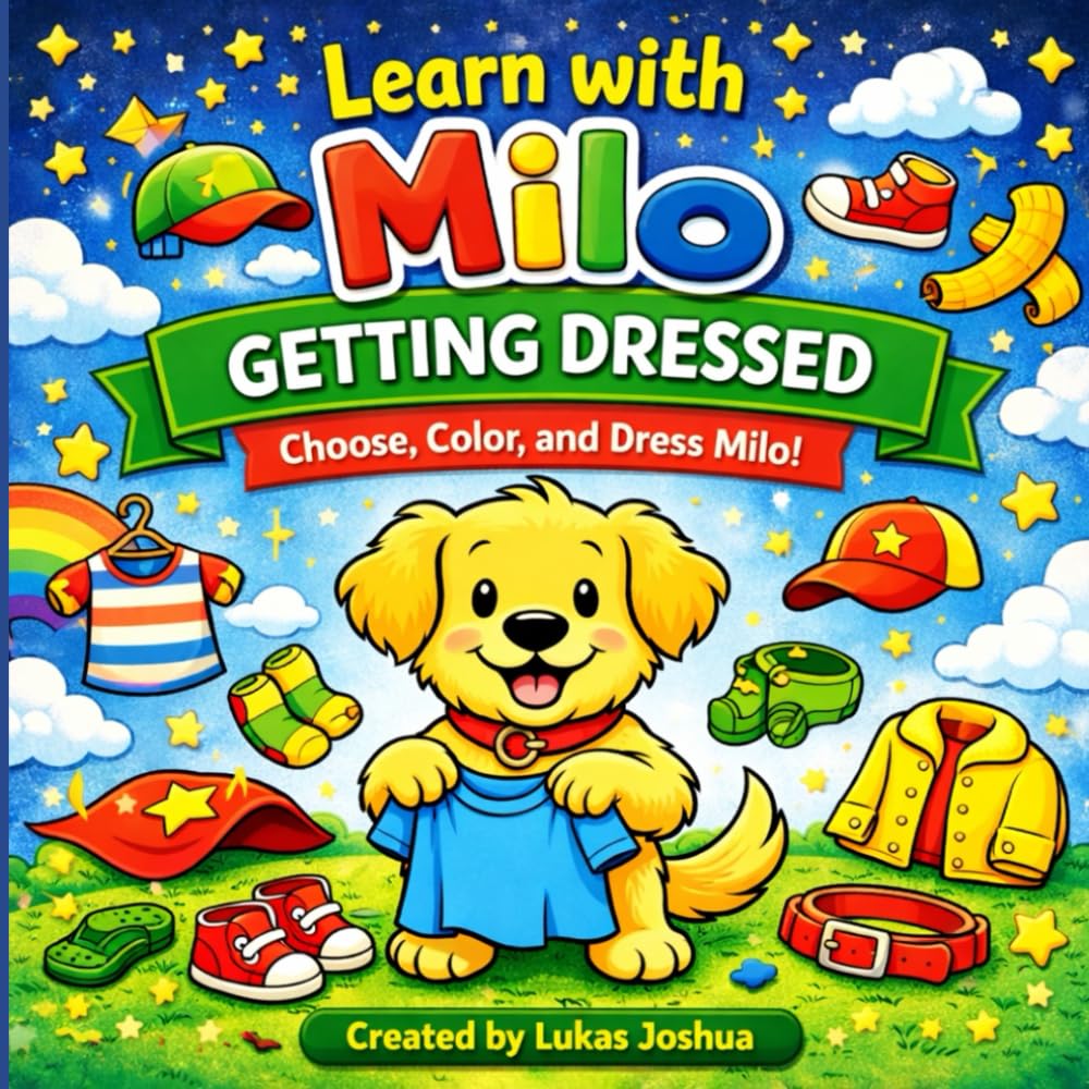 Learn with Milo: Getting Dressed Coloring Book: Fun and Easy Learning for Preschoolers Ages 3–7