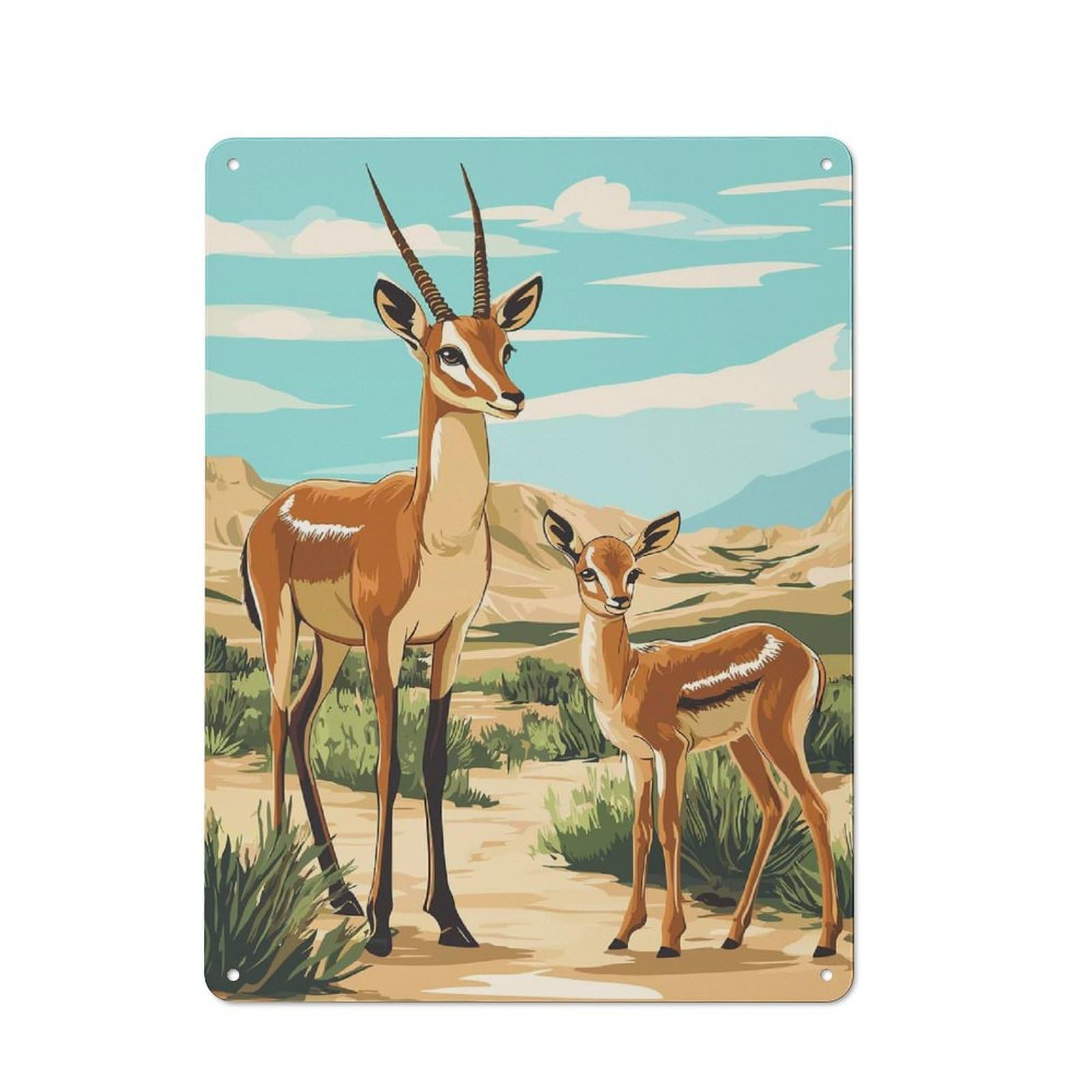 Shed Style Gazelle Mother And Fawn Shed Metal Sign 40x30cm, Shed Wall Decor for Shed, Garden Room, Porch Or Garage