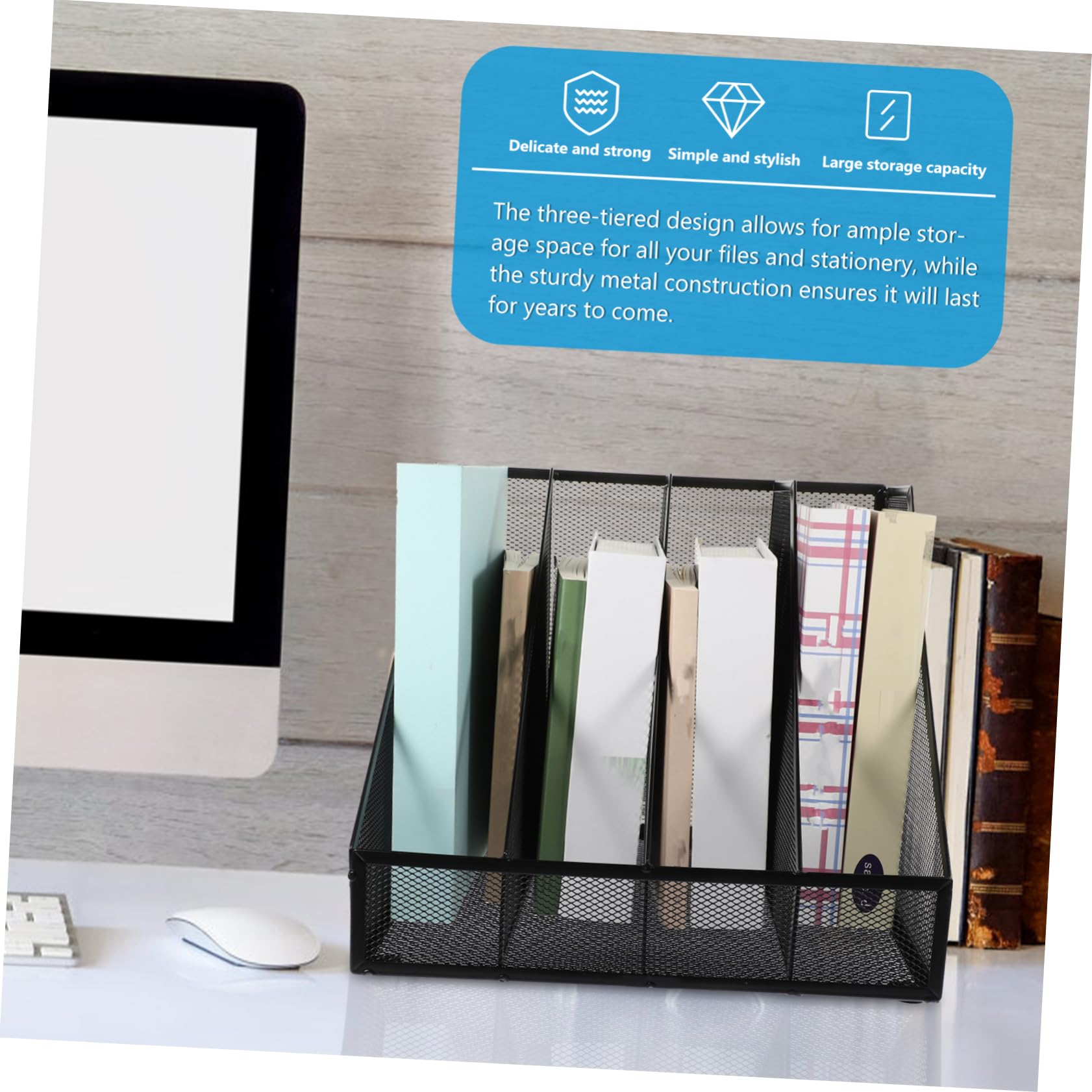 TOPBATHY Organiseur De Dossiers Maille Métallique Compartiments Porte-courrier Pour Bureau Et Maison Documents Et Papeterie