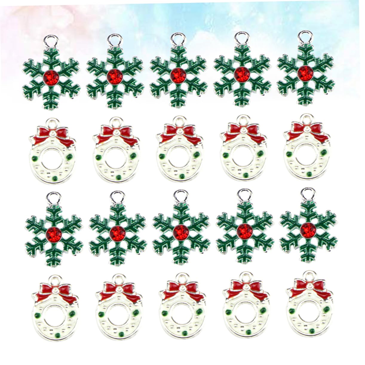 STOBOK 3 Set Di Ciondoli Natalizi Unici Ciondoli in Lega Per Kit Di Creazione Di Gioielli Ghirlande Con Fiocchi Di Neve 20 Pezzi*3