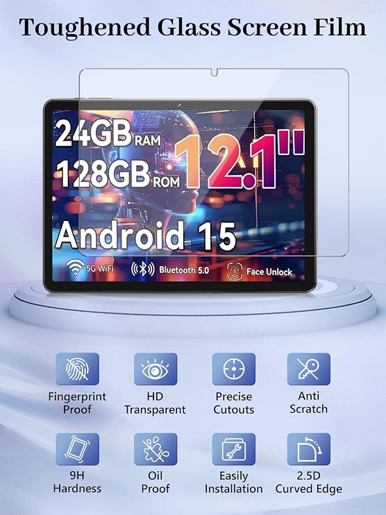 Screen Protector for Blackview MEGA 2 12 inch Tablet, 9H Hardness Tempered Glass, Anti-Fingerprint,Anti-Scratch, Easily Installation & HD Clear