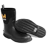 Hunthor Rubber Boots for Men with Steel Shank, 6mm Neoprene Insulated Rain Boots, Mid Calf Waterproof Rubber Work Boots for Hunting, Gardening, Farming, Fishing