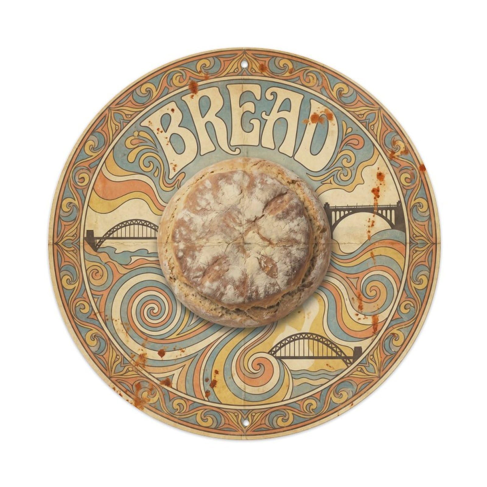 Village Bakery Artisan Bread British Travel Psychedelic Metal Tin Sign