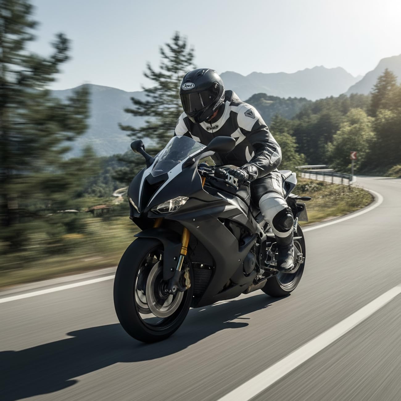 BI ESSE - Einteiliger Motorradanzug aus Leder und Stoff, ideal für Straße, lange Reisen, Touren, Pitbikes, komplett mit Buckel und zertifiziertem starren Schutz (Weiß/Schwarz, XXL)